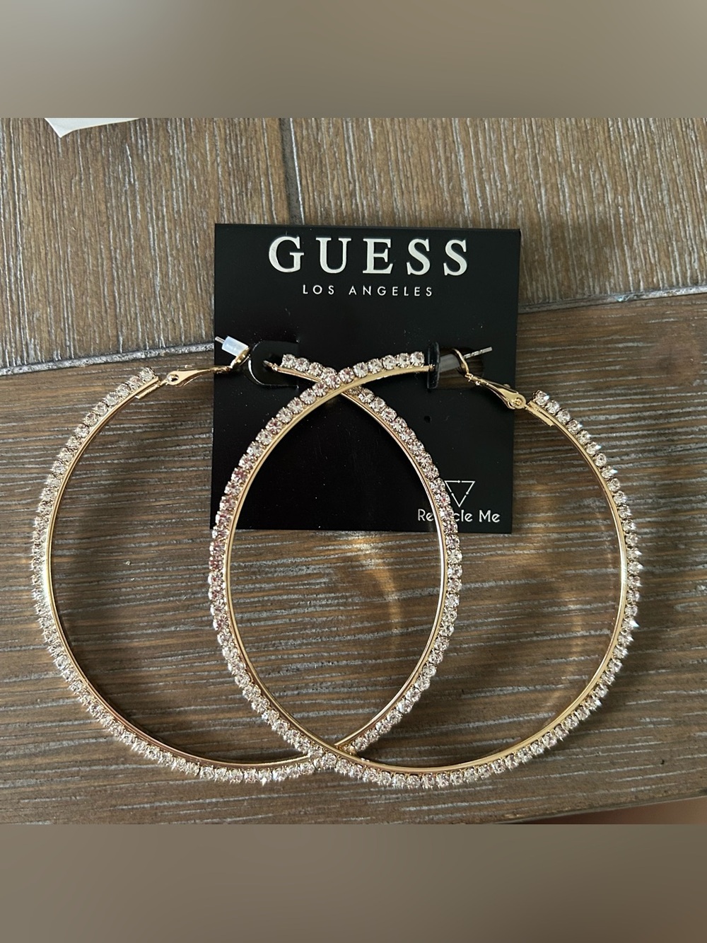 Guess 68 mm rhinestone gold hoops